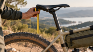 Cómo medir el espacio libre entre el sillín y la rueda para bikepacking