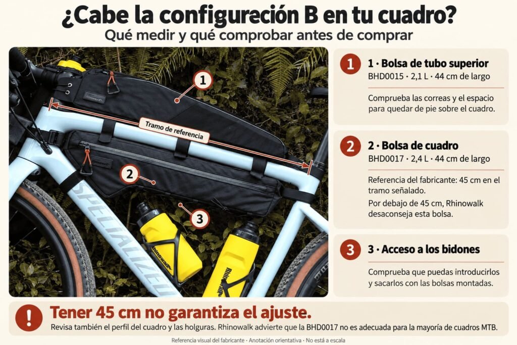 Compatibilidad de las bolsas Rhinowalk Wilderness B con el cuadro