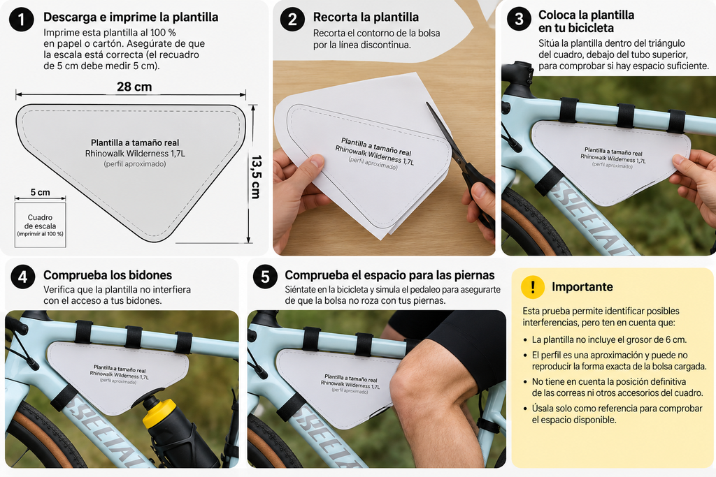 Guía de ajuste para bolsa de cuadro de bicicleta