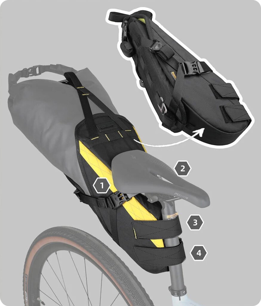 Instalación de la bolsa de sillín Rhinowalk Wilderness con correas en sillín y tija