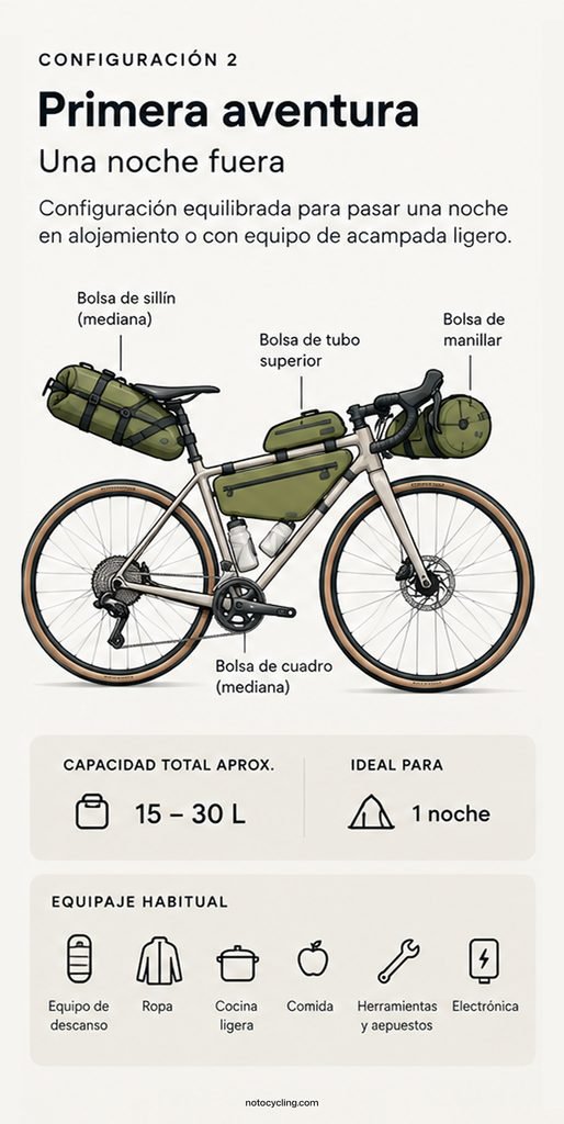 Setup de bikepacking para un dia